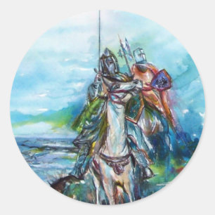 RIDERS IN THE STORM Mediaeval Knights Horseback Classic Round Sticker