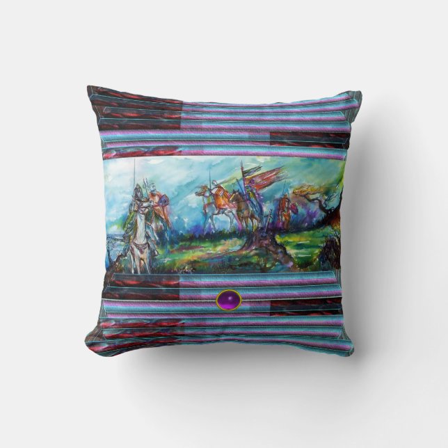 RIDERS IN THE STORM Mediaeval Knights Horseback Cushion (Front)