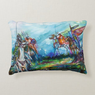 RIDERS IN THE STORM Mediaeval Knights Horseback Decorative Cushion