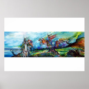 RIDERS IN THE STORM Mediaeval Knights Horseback Poster