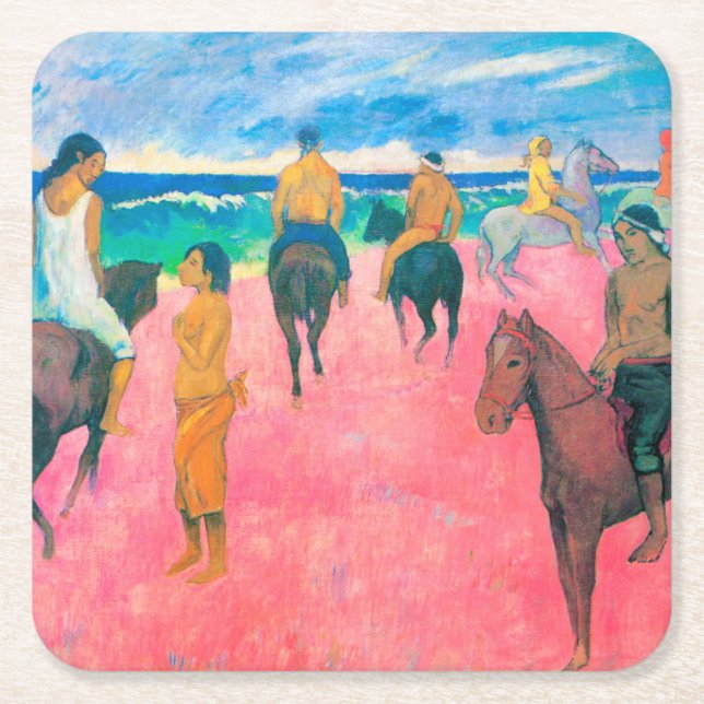 Riders on the Beach, Gauguin Square Paper Coaster (Front)