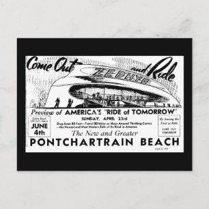 Rides at Pontchartrain Beach, Zephyr Postcard