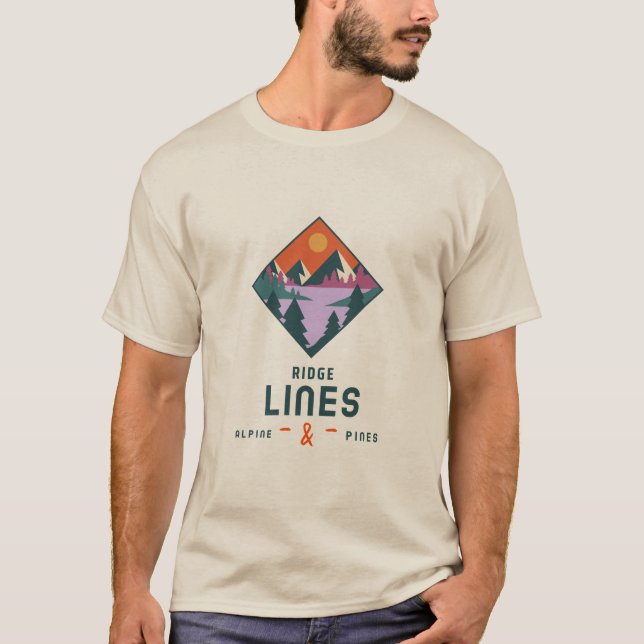 Ridge Lines Alpine Pines Dolomite Hiking  T-Shirt (Front)