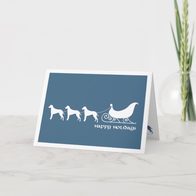 Ridgebacks Pulling Santa's Sleigh Holiday Card (Front)