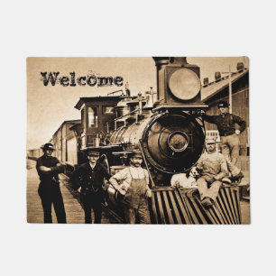 Ridin' that Train Vintage Railroad Locomotive Crew Doormat