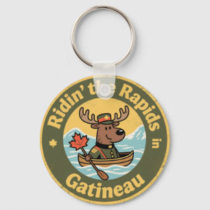 Ridin’ the Rapids Gatineau with a Funny Moose  Key Ring