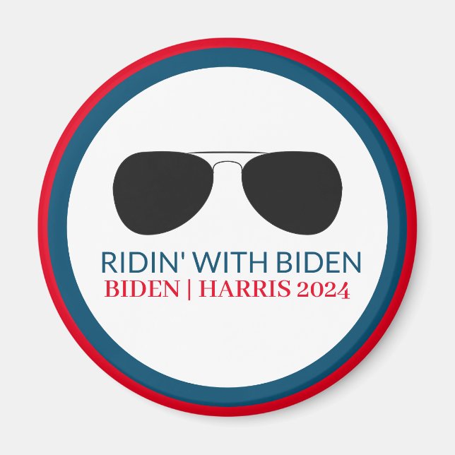 Ridin' with Biden Aviator Glasses 2024 Magnet (Front)