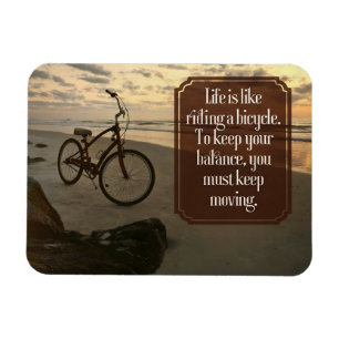 "Riding a bicycle" Inspirational Quote Flexible Magnet