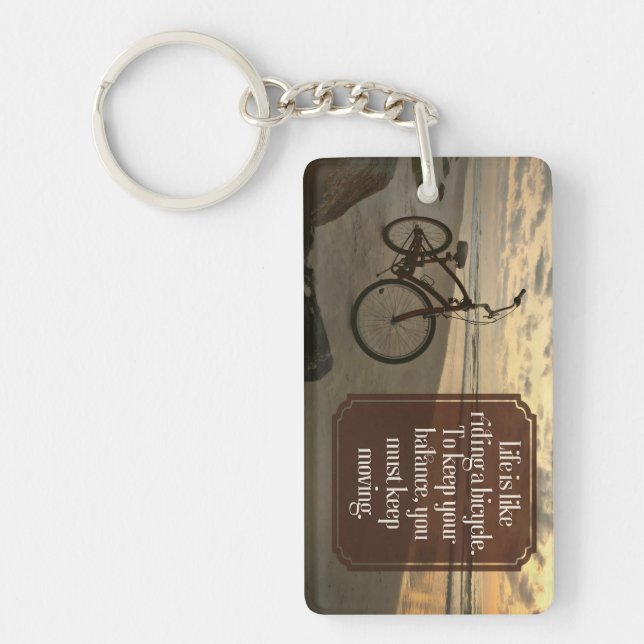 "Riding a bicycle" Inspirational Quote Key Ring (Front)