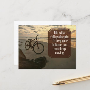"Riding a bicycle" Inspirational Quote Postcard