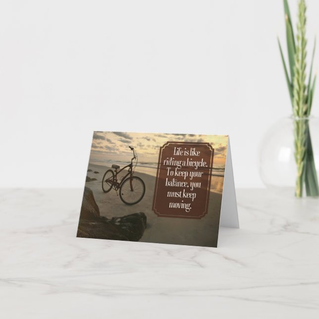 "Riding a bicycle" Inspirational Quote Thank You Card (Front)