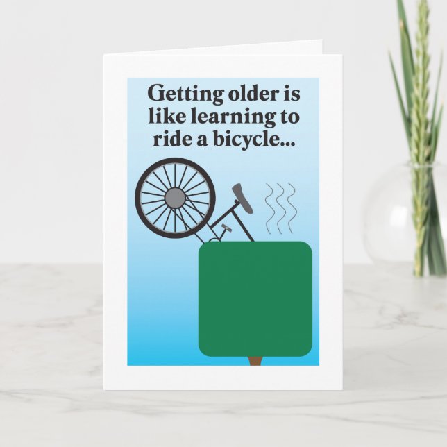 Riding a bike humourous birthday card (Front)