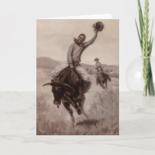 Riding a Bull Elling William Gollings Card