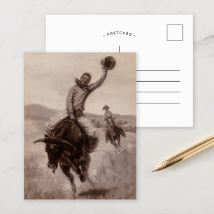 Riding a Bull   Elling William Gollings Postcard