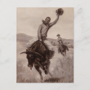 Riding a Bull   Elling William Gollings Postcard