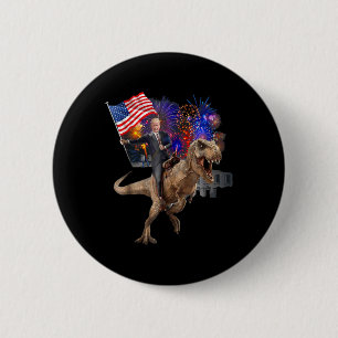 Riding A Dinosaur T-rex Suppor Trump 2020 6 Cm Round Badge