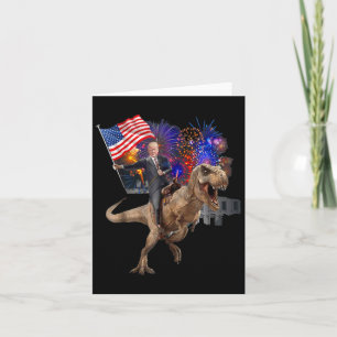 Riding A Dinosaur T-rex Suppor Trump 2020 Card