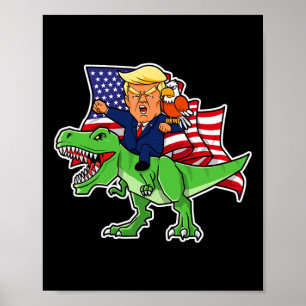 Riding A Dinosaur Trex Funny Merica Patriotic July Poster