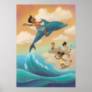 Riding a Dolphin Poster