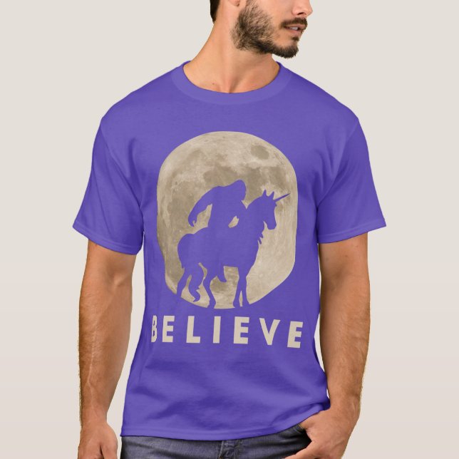 Riding a Unicorn Against a Full Moon T-Shirt (Front)