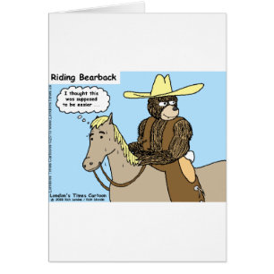 Riding Bear Back Funny Cards Mugs Tees & Gifts