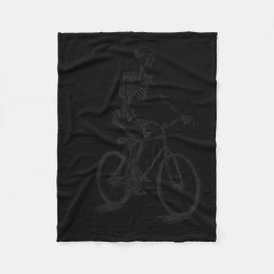 Riding Bicycle Scary Halloween Skeleton Biker Fleece Blanket
