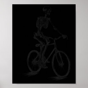 Riding Bicycle Scary Halloween Skeleton Biker  Poster