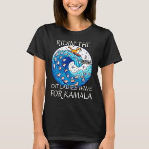 Riding Cat Ladies Blue Wave For Kamala Harris Pres T-Shirt