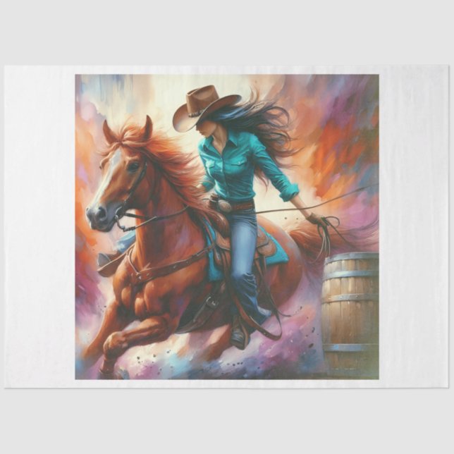 Riding Cowgirl Tissue Paper (Front)