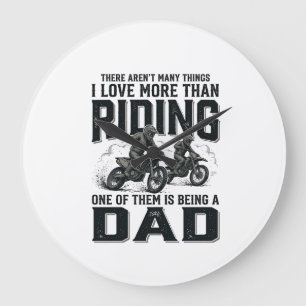 Riding Dad Vintage Engraving Motocross Quote Desig Large Clock