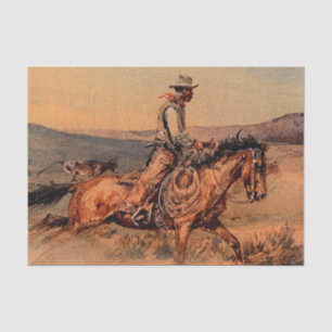 “Riding Herd” Western Art by Edward Borein Tissue Paper