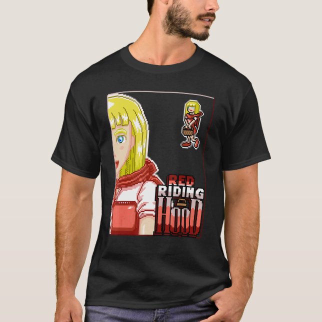 Riding Hood Pixel Girl Gaming Fantasy Character V2 T-Shirt (Front)