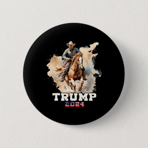 Riding Horse American Flag Cowboy 1  6 Cm Round Badge