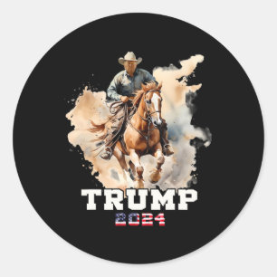 Riding Horse American Flag Cowboy 1 Classic Round Sticker