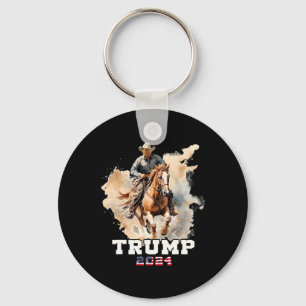 Riding Horse American Flag Cowboy 1 Key Ring