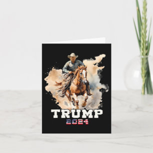 Riding Horse American Flag Cowboy Card