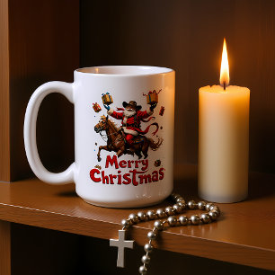 Riding Horseback Merry Christmas Coffee Mug