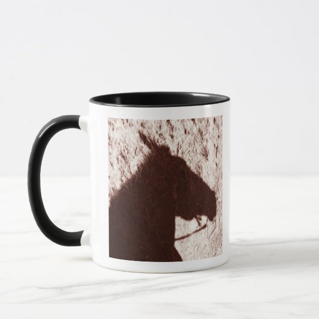 riding horse's head shadow on trail floor Jasper Mug (Left)