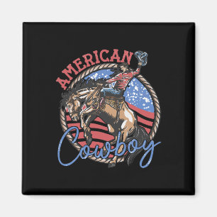 Riding Horses Retro Western 4th Of July Patriotic Magnet