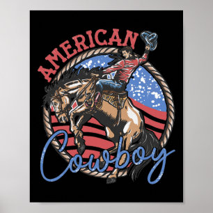 Riding Horses Retro Western 4th Of July Patriotic Poster
