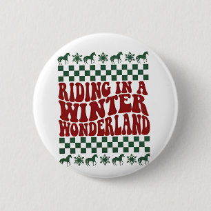 Riding in a Winter Wonderland Ugly Christmas  6 Cm Round Badge