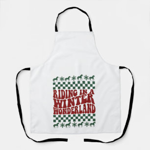 Riding in a Winter Wonderland Ugly Christmas Apron
