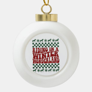 Riding in a Winter Wonderland Ugly Christmas Ceramic Ball Christmas Ornament