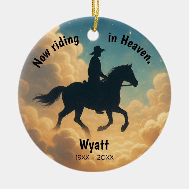 Riding in Heaven Personalized Christmas Ornament (Front)