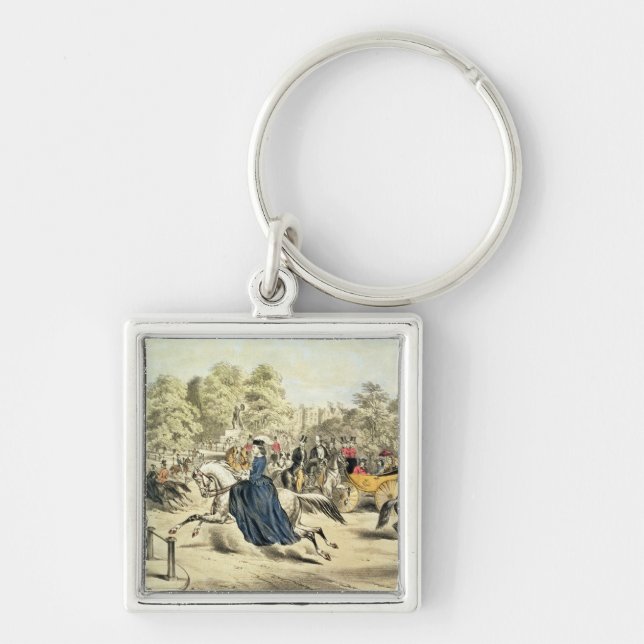 Riding in Rotten Row, Hyde Park Key Ring (Front)