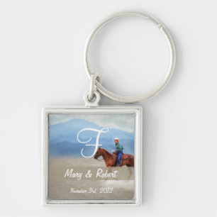Riding in the Desert Monogram Key Ring