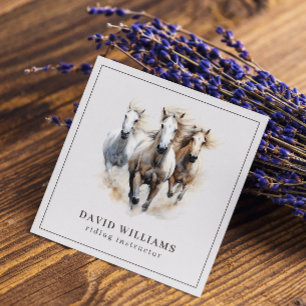 Riding Instructor   Equestrian Centre Watercolor  Square Business Card