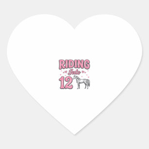 Riding Into 12 Horse Birthday Vector Design_1 Heart Sticker