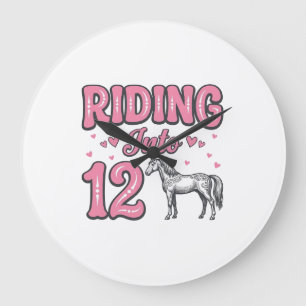 Riding Into 12 Horse Birthday Vector Design_1 Large Clock