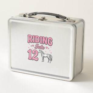 Riding Into 12 Horse Birthday Vector Design_1 Metal Lunch Box